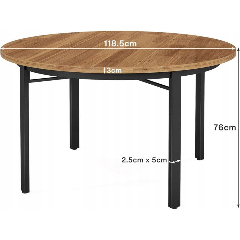 Okrągły Stół do Jadalni HOGAF2106 118,5cm Czarny Brązowy Płyta MDF Stabilny