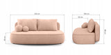 Sofa Zaokrąglony Kształt z Funkcją Spania Pojemnikiem Brzoskwiniowa 212x100