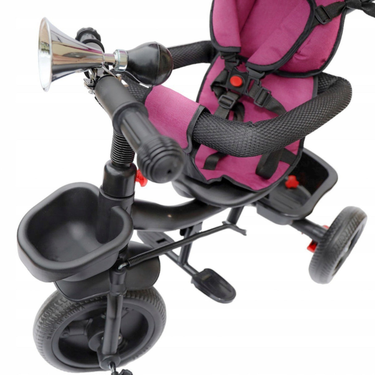 Rower Trójkołowy Rowerek Pasy Wolne Koło Wózek Różowy Siedzisko Obracane360