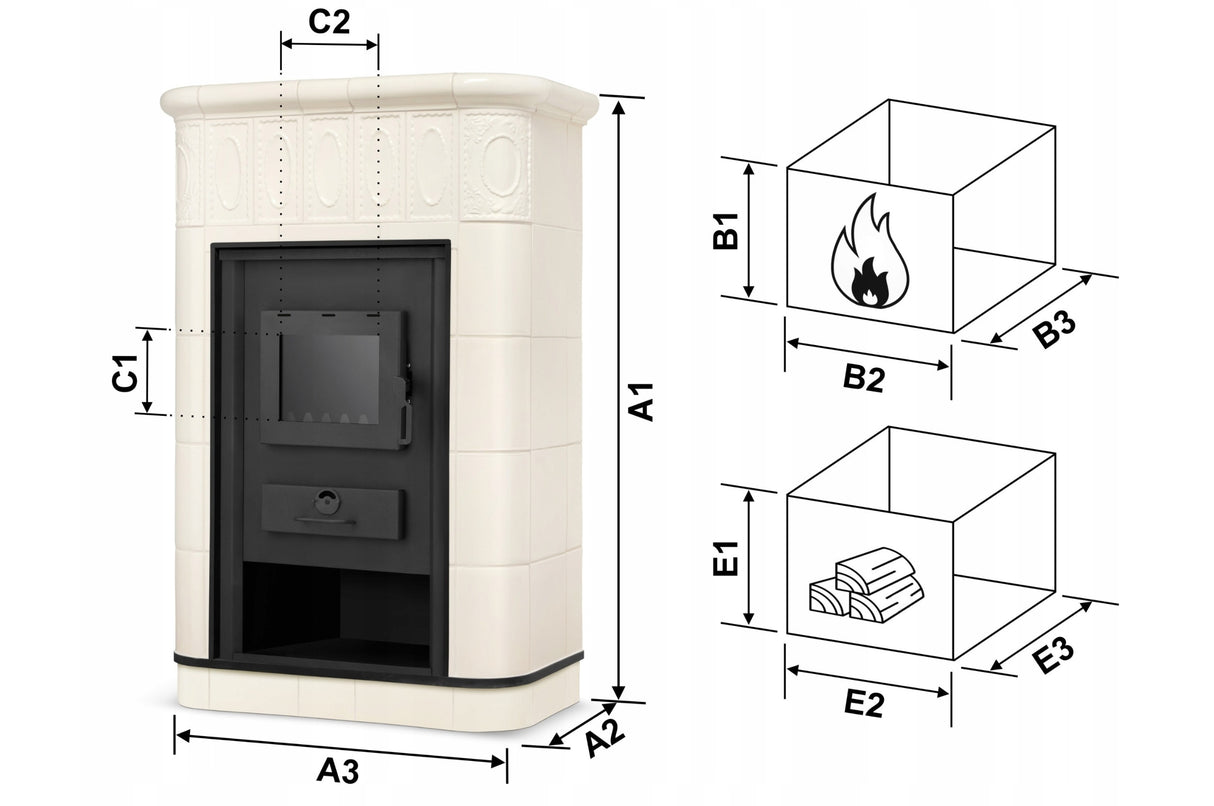 Piec Kominek Kaflowy Piecyk Koza Ceramiczny Stalowy Obudowa z Kafli 9 kW