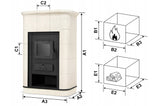 Piec Kominek Kaflowy Piecyk Koza Ceramiczny Stalowy Obudowa z Kafli 9 kW