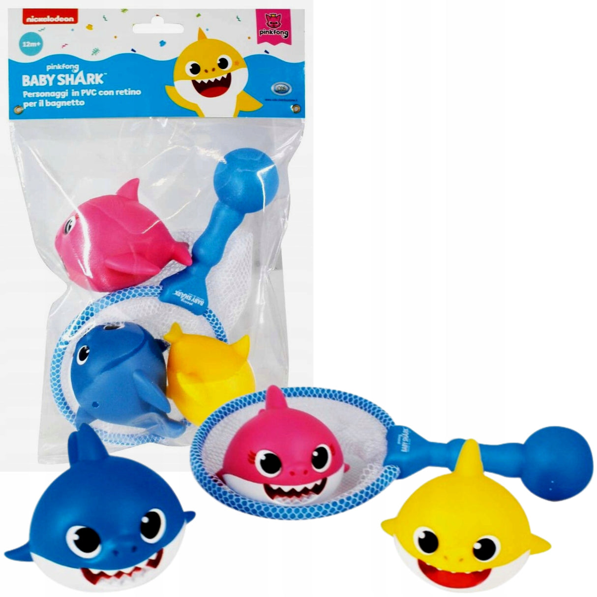 BABY SHARK ZESTAW 3 FIGURKI + SIATKA DO KĄPIELI