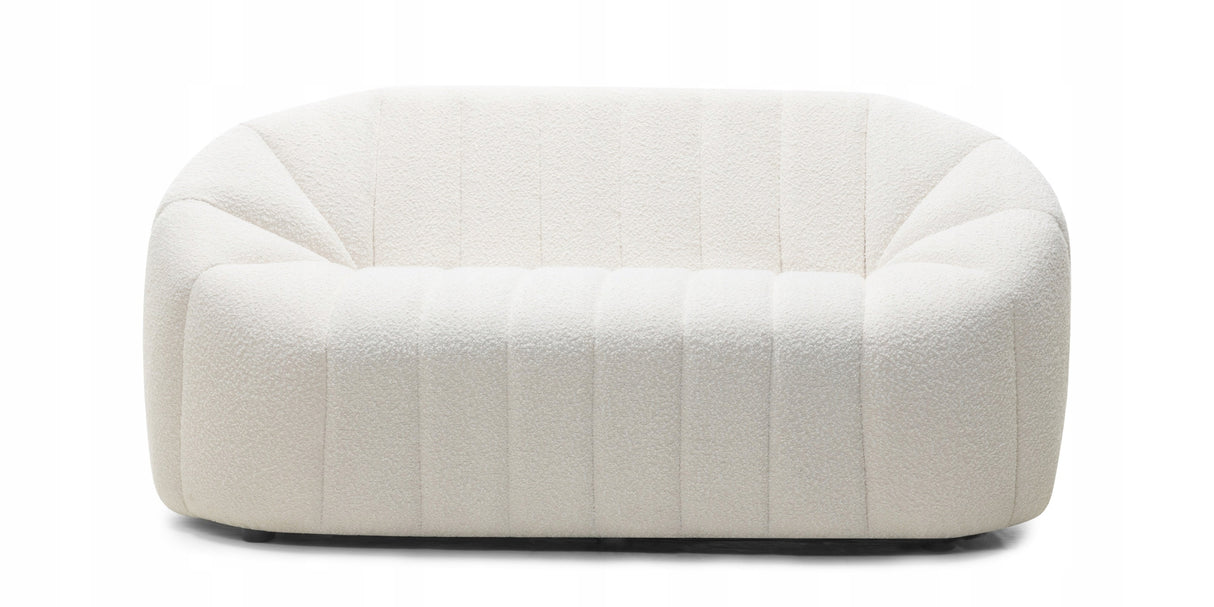 Sofa Salonowa Zaokrąglone Obłe Kształty Dwuosobowa Jasnobeżowa 166x86cm