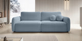 Sofa Rozkładana z Funkcją Spania Pojemnikiem Niebieska 238x103cm Tkanina