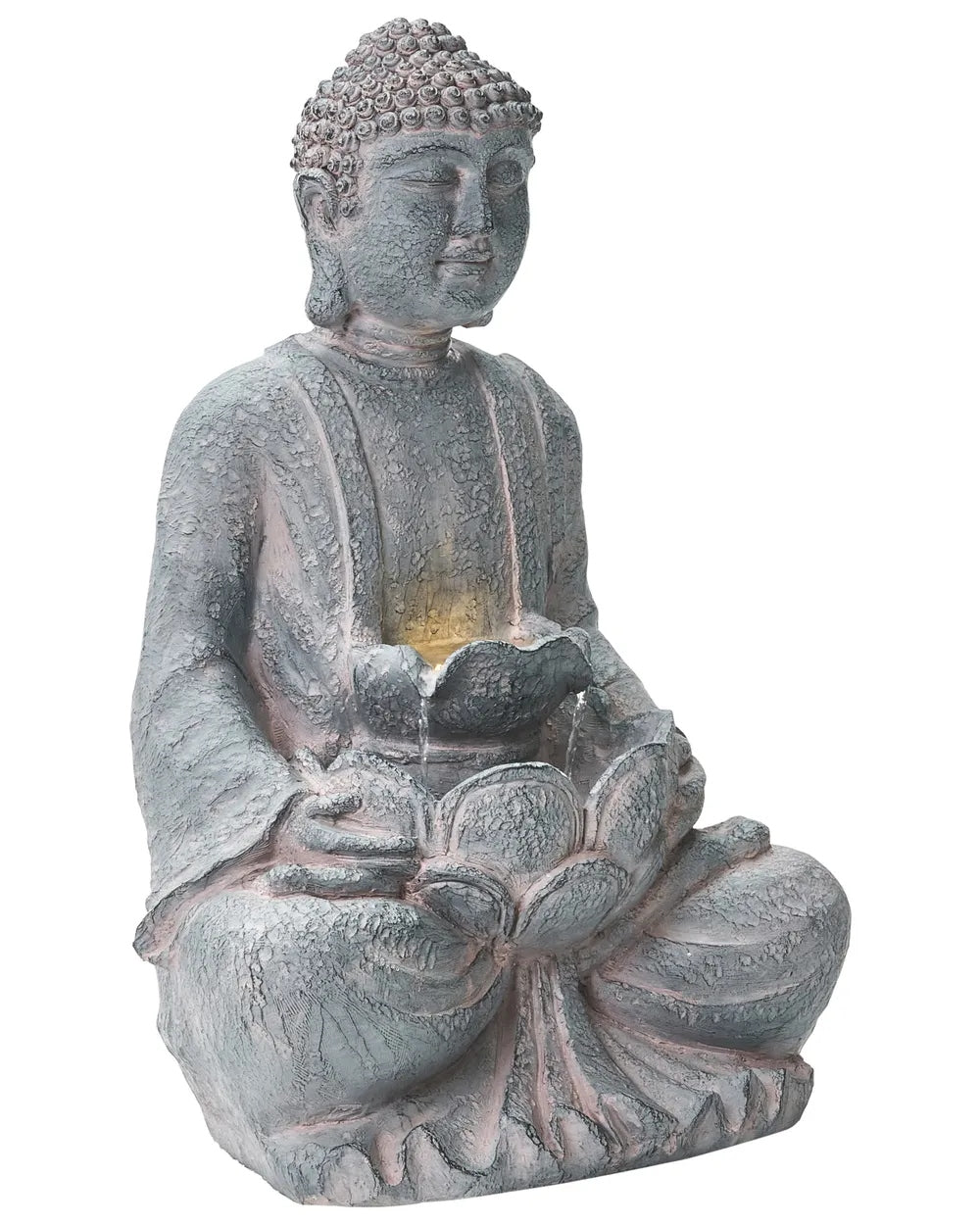 Fontanna Ogrodowa LED Budda Szara Dekoracja Wodna Do Ogrodu Tarasu 71 cm