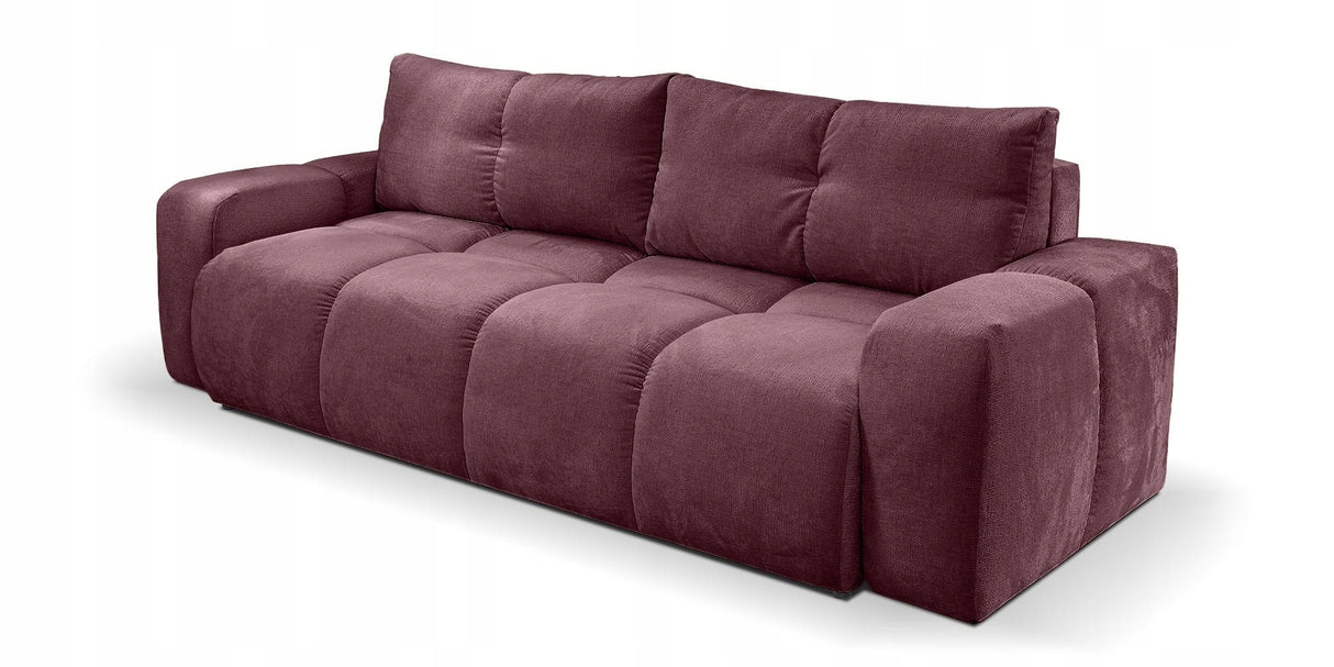 Sofa z Funkcją Spania i Pojemnikiem Burgundowa Tkanina Perfect Harmony 59