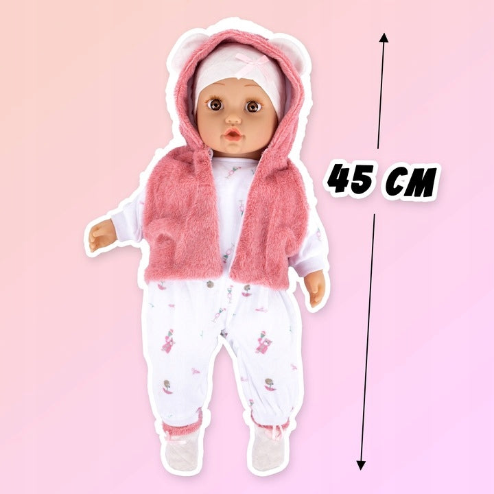 Wózek dla Lalek w Gwiazdki Spacerowy + Lalka Interaktywna 45 cm Zestaw Duży