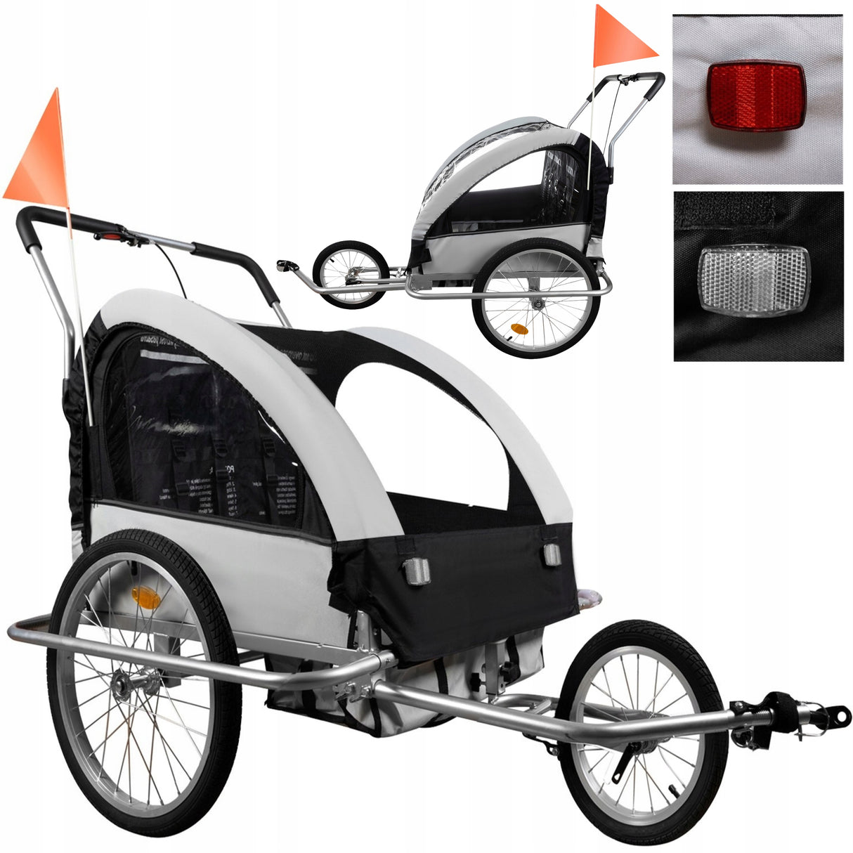 Przyczepka Rowerowa Transportowa Jogger do Roweru 2 Osobowa 3w1 dla Dzieci