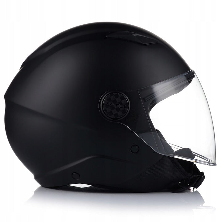Kask Motocyklowy Otwarty CHOPPER Otwierany VITO UNO Czarny Mat M