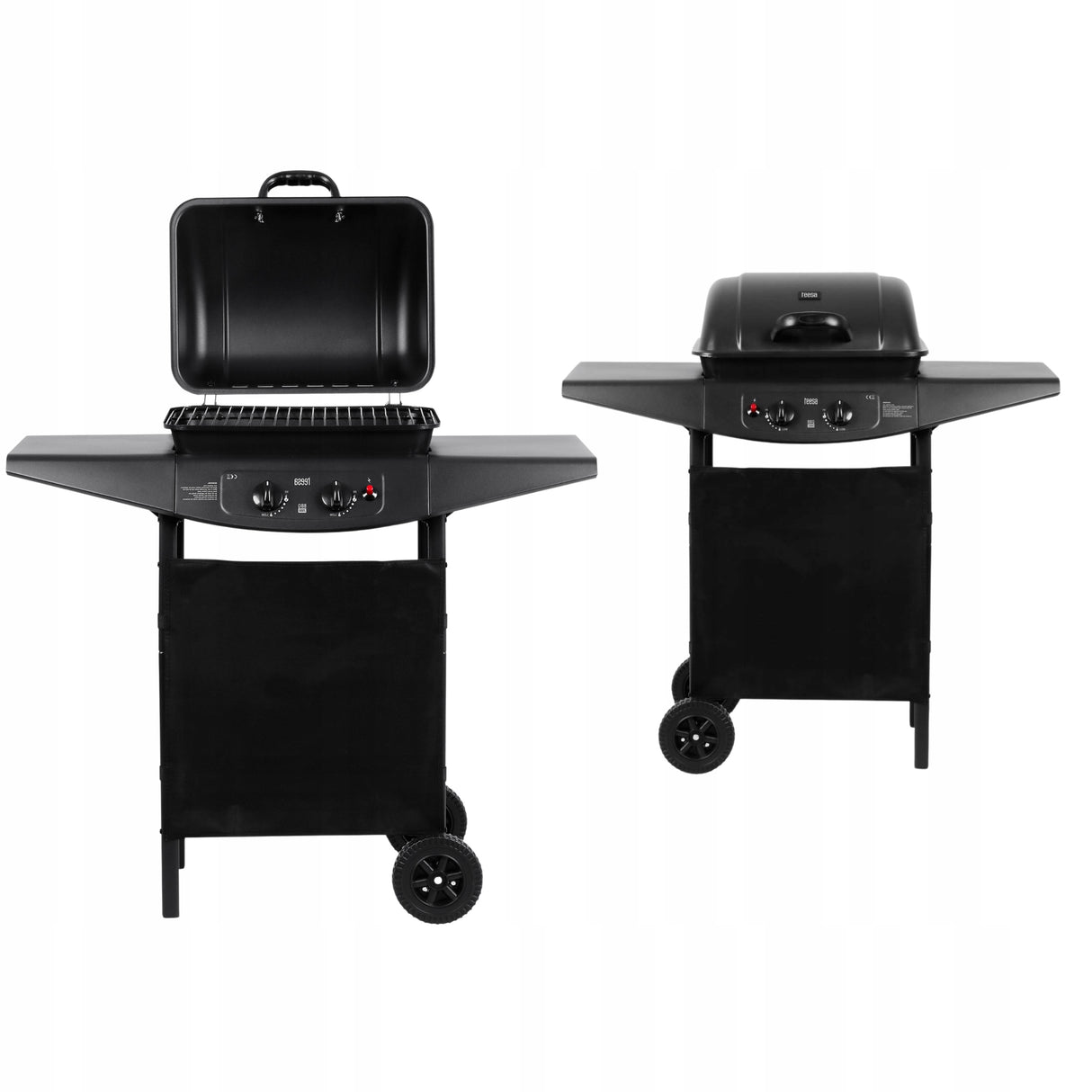 Grill Gazowy Czarny Kompaktowy Teesa BBQ 2000 2 palniki 5 kW TSA0080