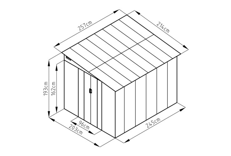 Domek Ogrodowy UNIWERSALNYM Jednospadowym Dachem Antracyt 247x311cm 7,19m²