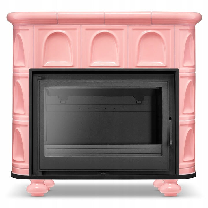 Piec Kaflowy Koza Żeliwny Kominek Barbie Pink Różowy Ceramiczny Stalowy