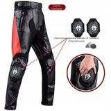 Motocyklowe Spodnie Skórzane Czarno-Czerwone Ochronne Stylowe Rozmiar 2XL