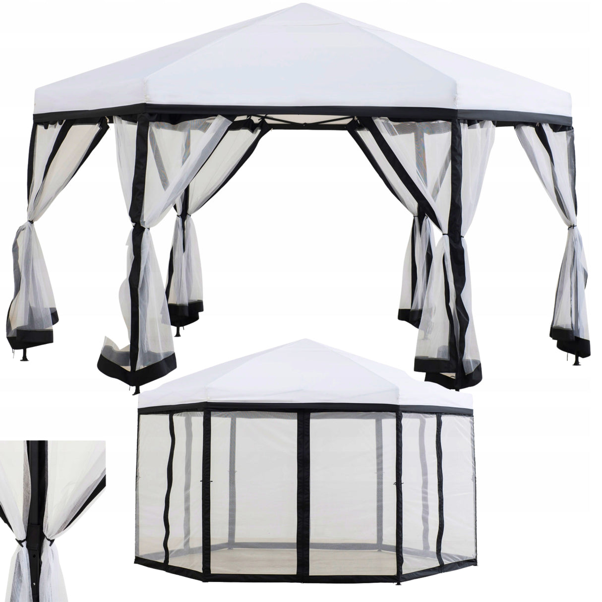 Pawilon Ogrodowy Altana Namiot Metal Biały 339x339x260cm Łatwy Montaż