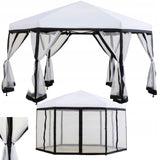 Pawilon Ogrodowy Altana Namiot Metal Biały 339x339x260cm Łatwy Montaż