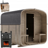 Sauna Ogrodowa Quadro 240 cm z Piecem na Drewno od Wewnątrz Zestaw Drewno