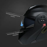 Kask Motocyklowy Szczękowy Czarny Wentylowany Podwójne Soczewki Rozmiar M