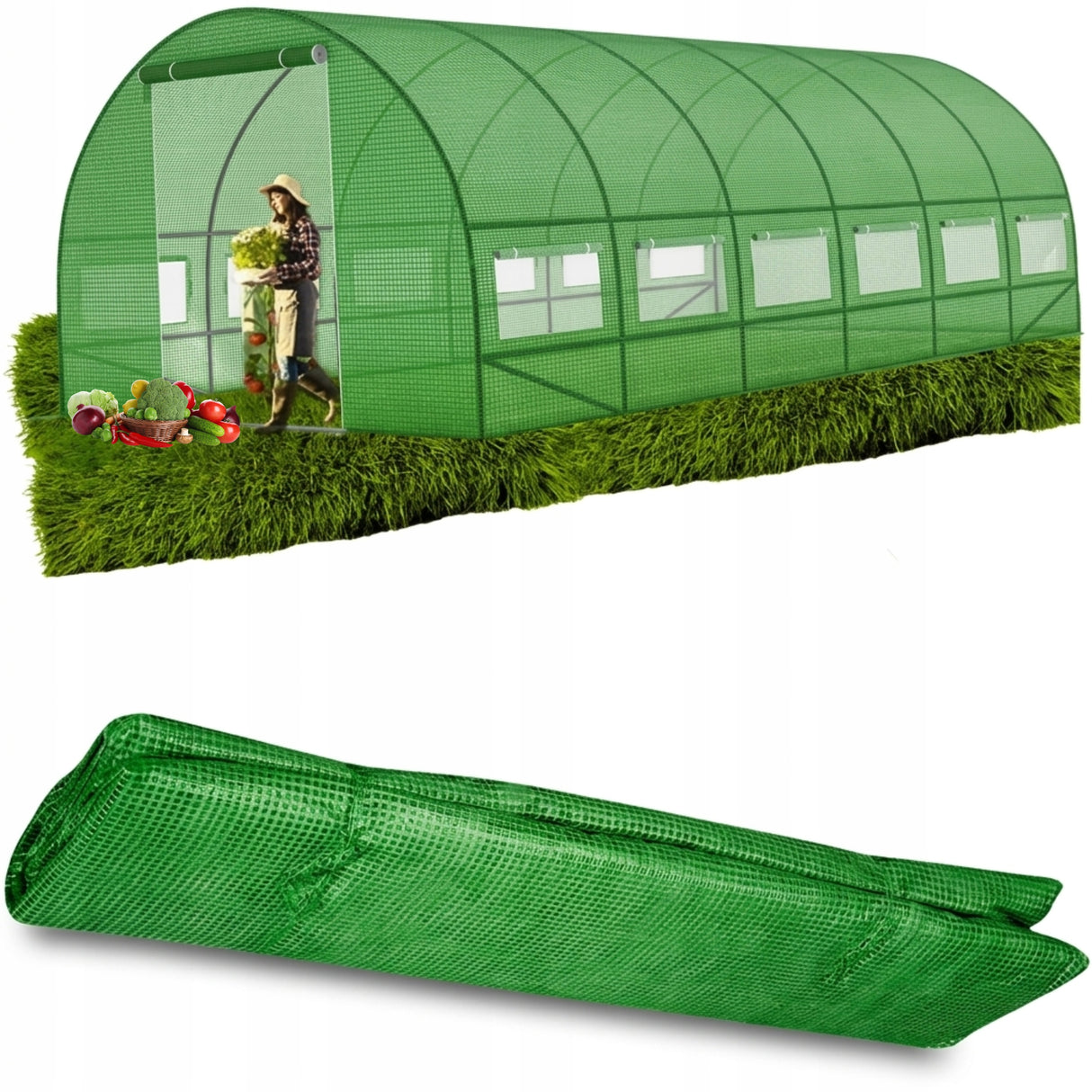Tunel Foliowy Ogrodowy Foliak Zielony [27 m²] 9x3m [FOLIA ZAMIENNA]