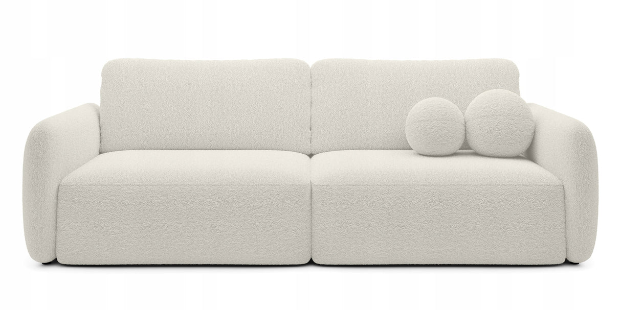 Sofa Rozkładana z Funkcją Spania Pojemnikiem Kremowa 238x103cm Tkanina