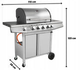 Grill Gazowy Ogrodowy Nierdzewny Żeliwny Ruszt 4+1 17,4kW Z Szafą na Butle