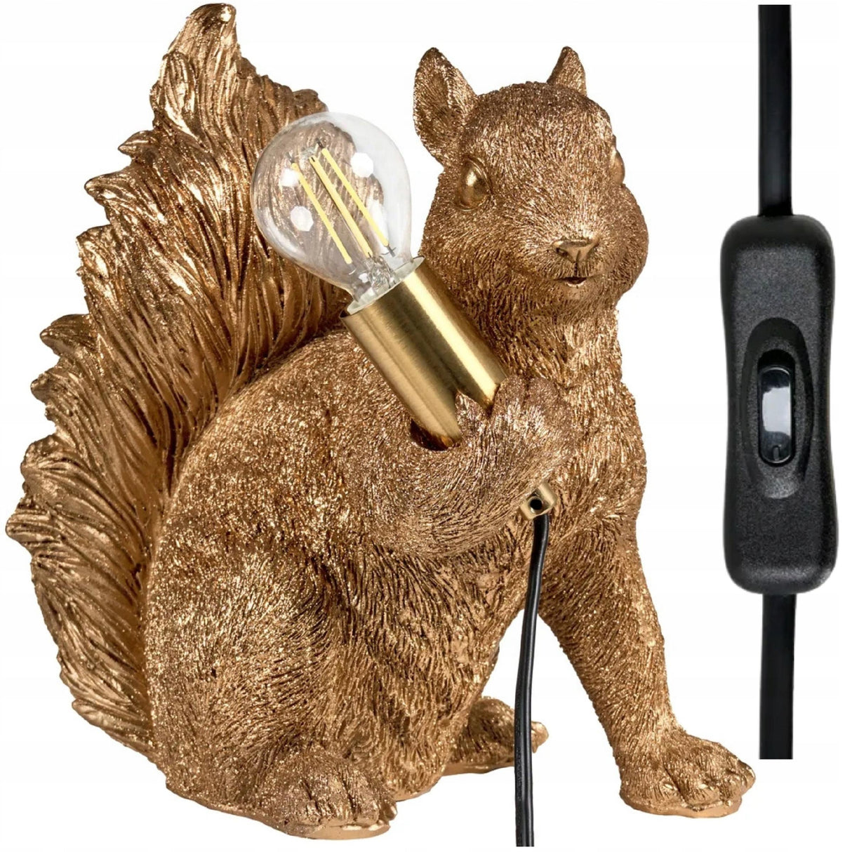 Lampa Stołowa Złota Wiewiórka Lampka Nocna Elegancka w Kształcie Wiewiórki