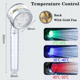 Głowica Prysznicowa regulacja temperatury Prysznic Filtr LED Turbo śmigło