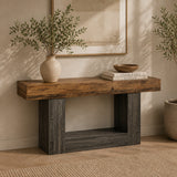 Stolik Konsolowy HOGA-RY240 Brązowy Szary 30x160x82cm Teksturowany