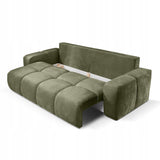 Sofa z Funkcją Spania Pojemnikiem Oliwkowo-Zielona Tkanina Perfect Harmony