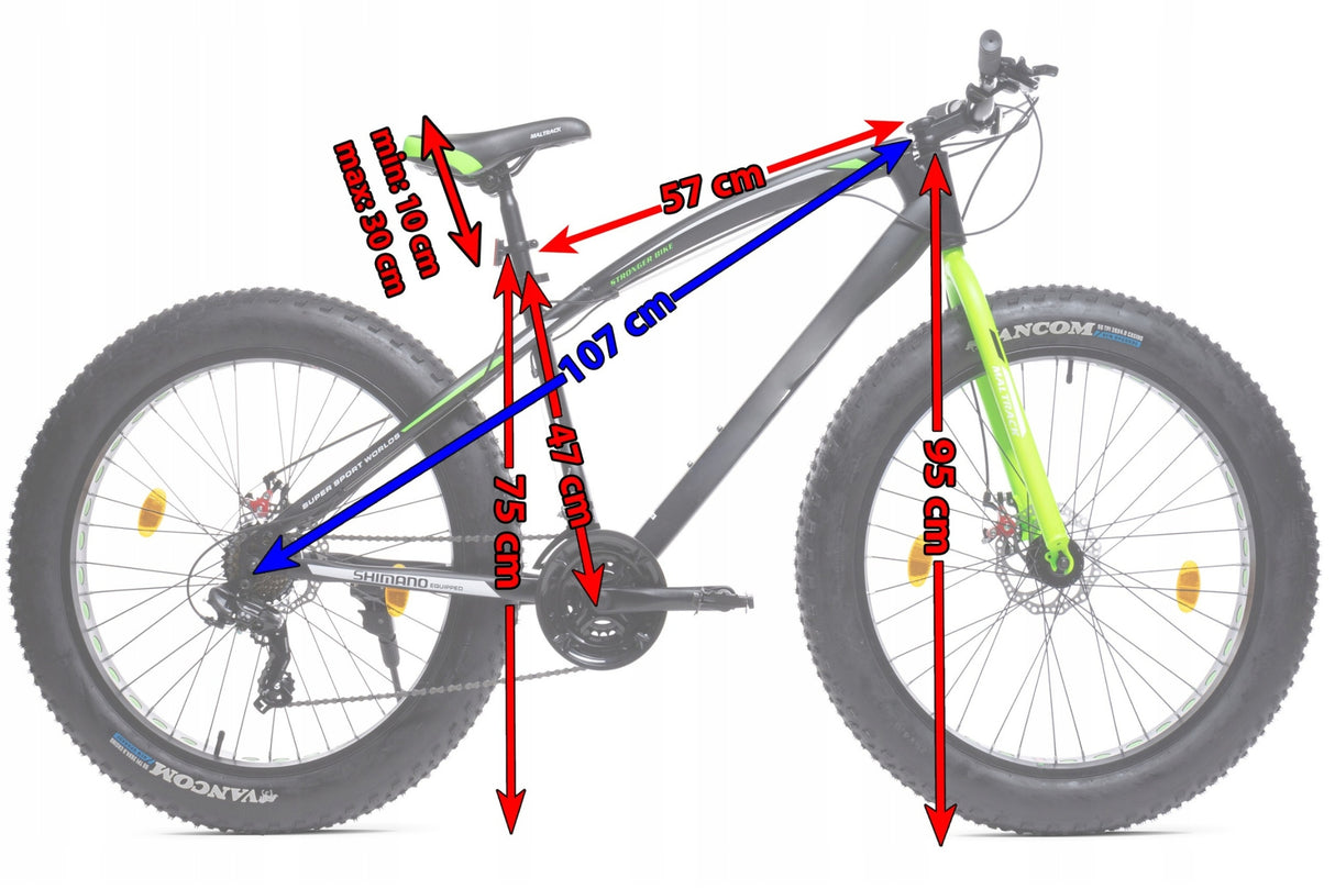 Rower Terenowy FATBIKE Szerokie Opony Stalowa Rama Przerzutki SHIMANO 26"