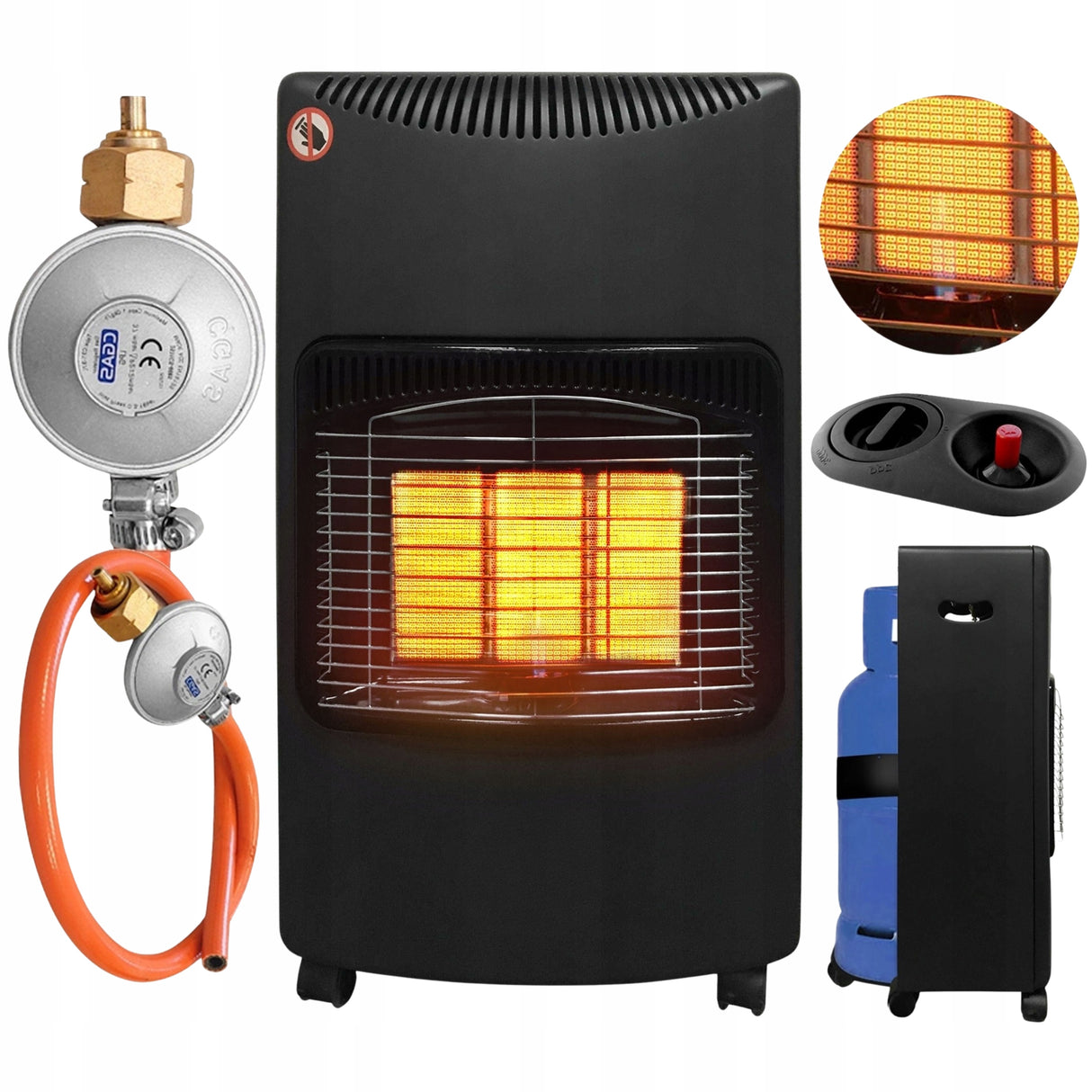 Piecyk Gazowy Piec Reduktor Gaz Grzejnik na Butle Wąż LPG 4,2kW Zestaw