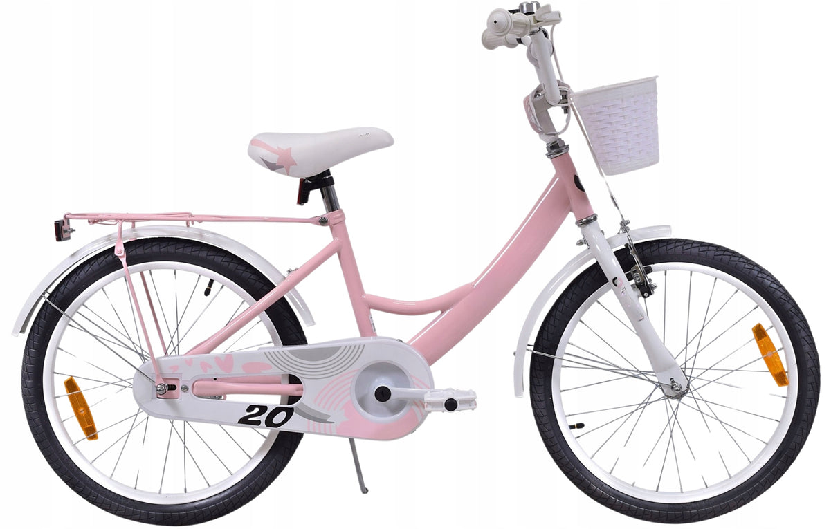 Rower Dziecięcy Rower Koszyk i Stopka 20" Cali dla Dziewczynki Różowy