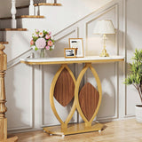Stolik Konsolowy HOGA-NY124 Biały Złoty 105x30x80cm Wzmocniona Płyta MDF