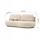 Sofa z Funkcją Spania i Pojemnikiem na Pościel Obłe Kształty Boucle Beżowa