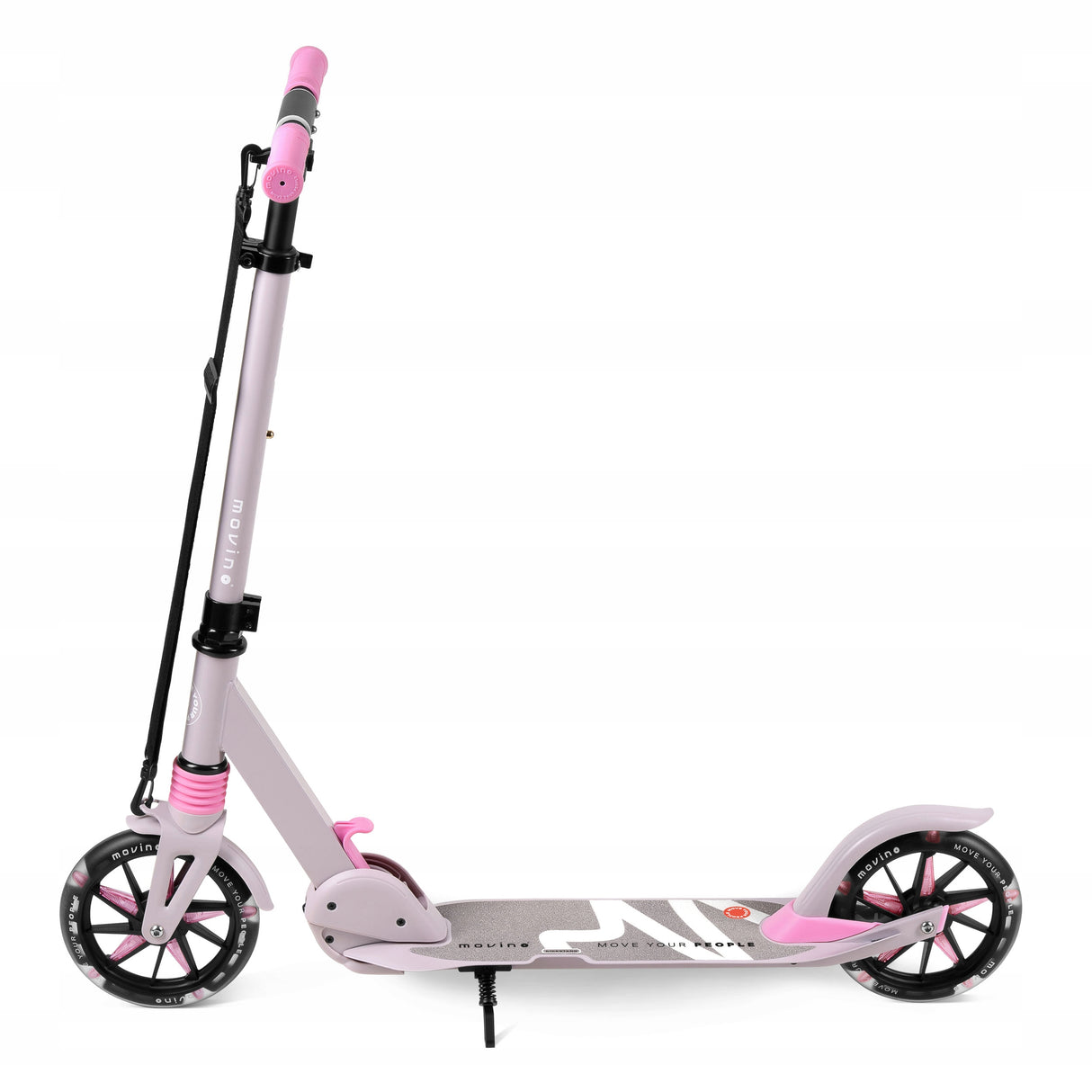 Hulajnoga Amortyzowana Składana Miejska Koła LED 180 mm Różowa ze Stopką