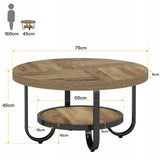 Stolik Kawowy HOGA-ZF0009X 80x80x45cm Czarny Brązowy Płyta MDF Wodoodporny