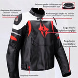 Motocyklowa Kurtka Skórzana Odporna Czarna Wodoodporna Wiatroszczelna L