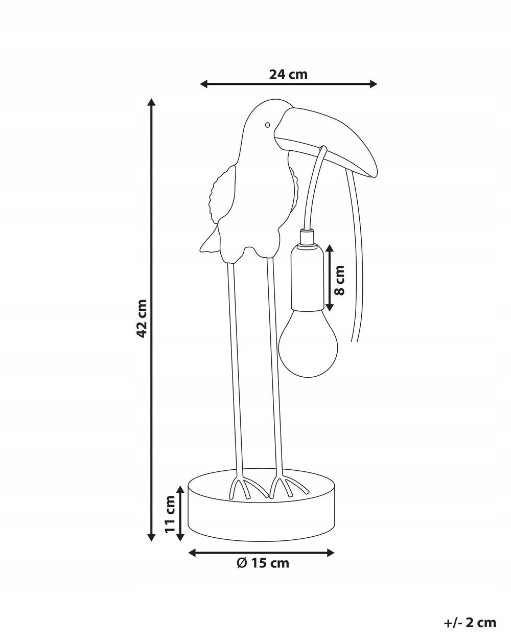 Lampa Złota Stołowa w Kształcie Tukana Elegancka Lampka Mosiądz 42 cm Tukan