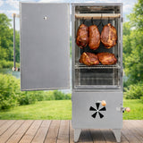 Wędzarnia Ogrodowa Domowa z Funkcją Grill Nierdzewna Stalowa 2w1 Srebrna