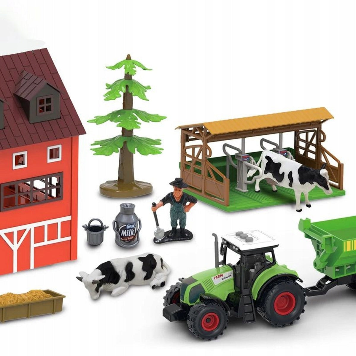 Domek Gospodarstwo Stodoła Traktor Zwierzęta Duża Farma Zestaw 2w1 Figurki