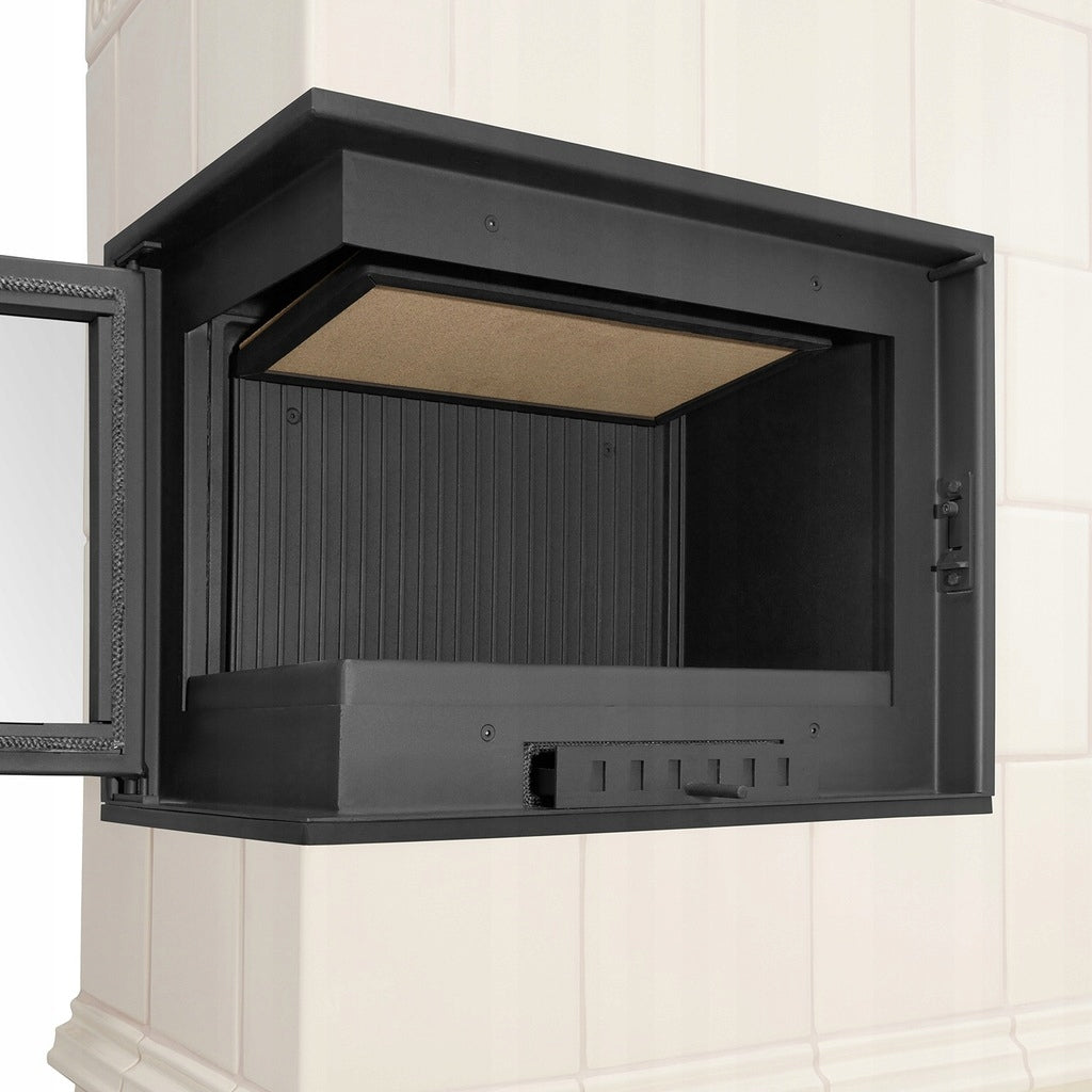 Piec Kominek Koza Ceramiczny Kaflowy Narożny 14kW Beżowy Obudowa Kominkowa