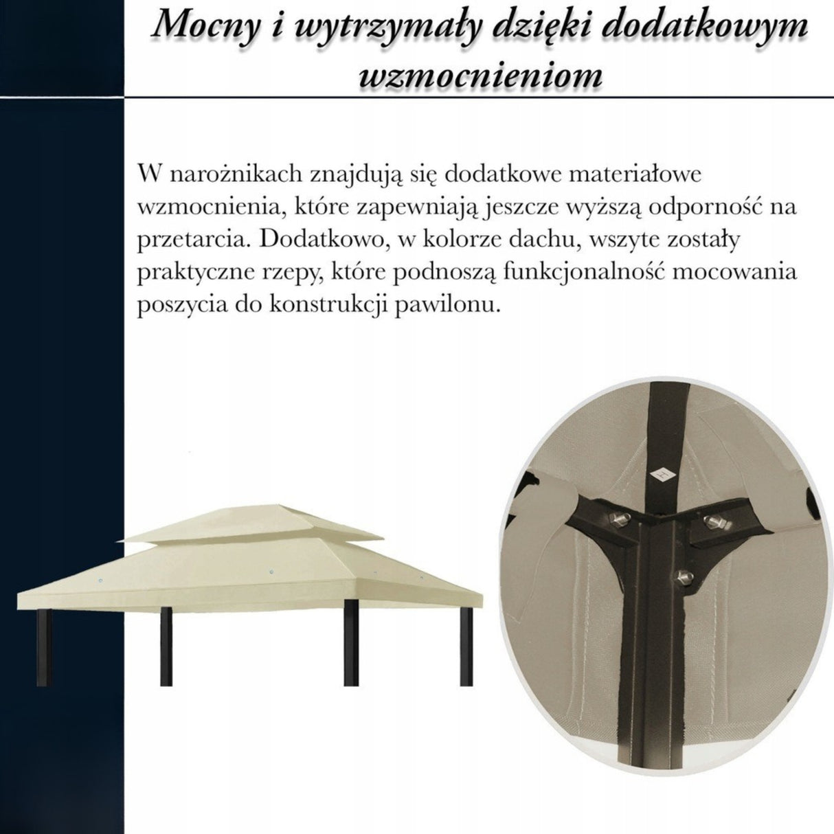 Dach Pawilon Poszycie M5 Beżowy 4x3m z Kominem do Cyrkulacji Wodoodporny