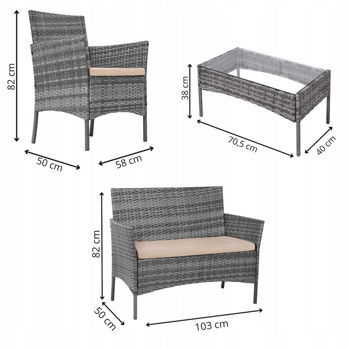 Meble Ogrodowe Zestaw Sofa Stolik Fotele Rattanowe Komplet Mebli Na 5 Osób
