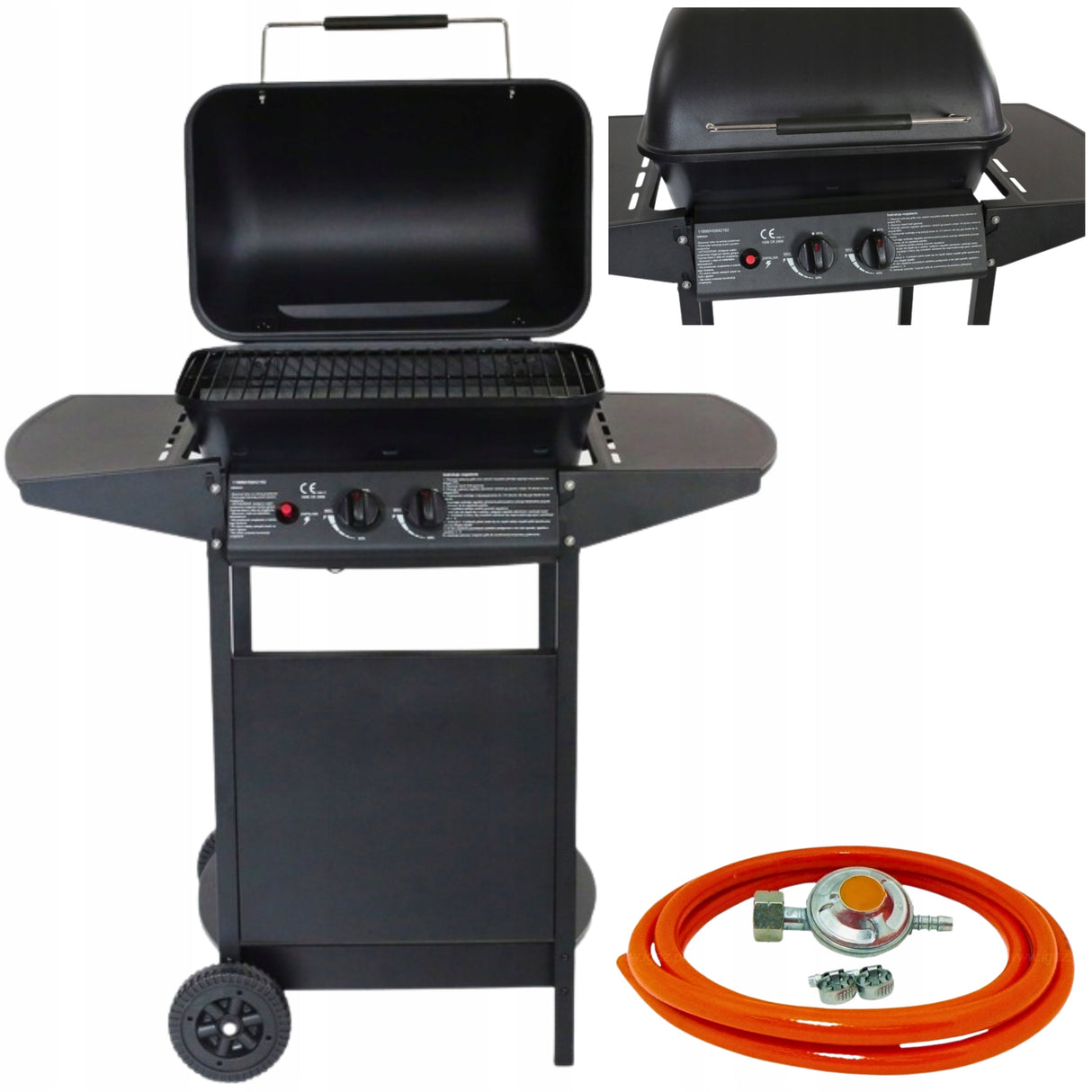 Kompaktowy Grill Gazowy Dwupalnikowy Stalowy 5,5 kW Trwały Przenośny