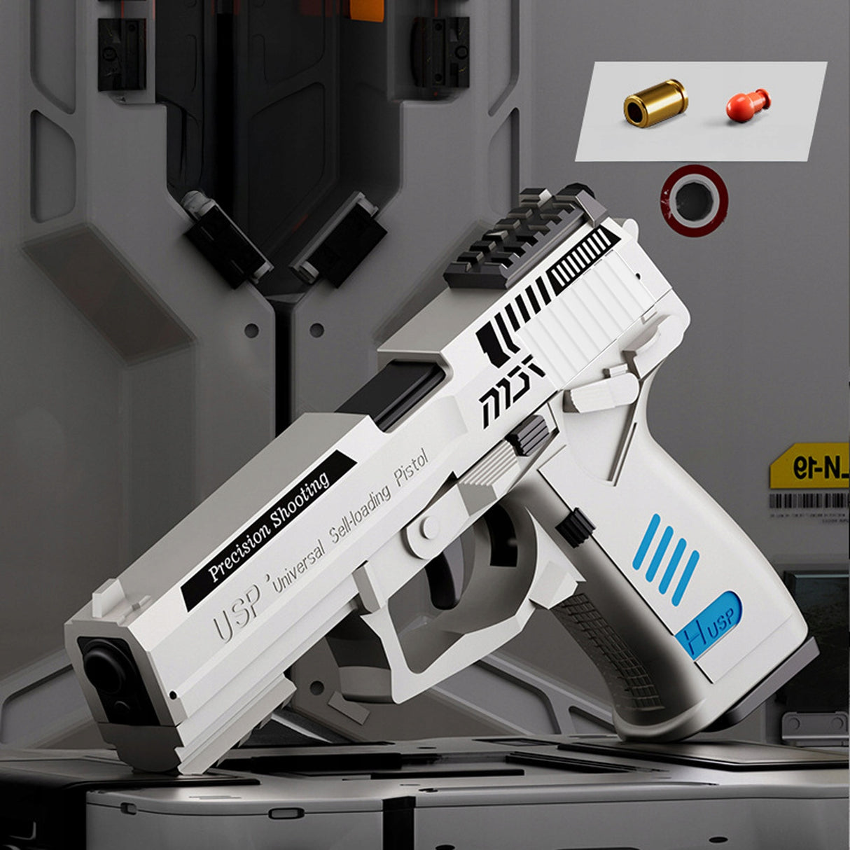 Pistolet Zabawka Automatyczny Wyrzut Łusek 2 Magazynki 100 Kulek