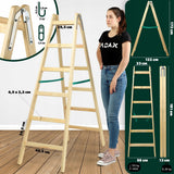 DRABINA DREWNIANA MALARSKA ROZSTAWNA 2x6 SZCZEBLI DWUSTRONNA 150kg POVES