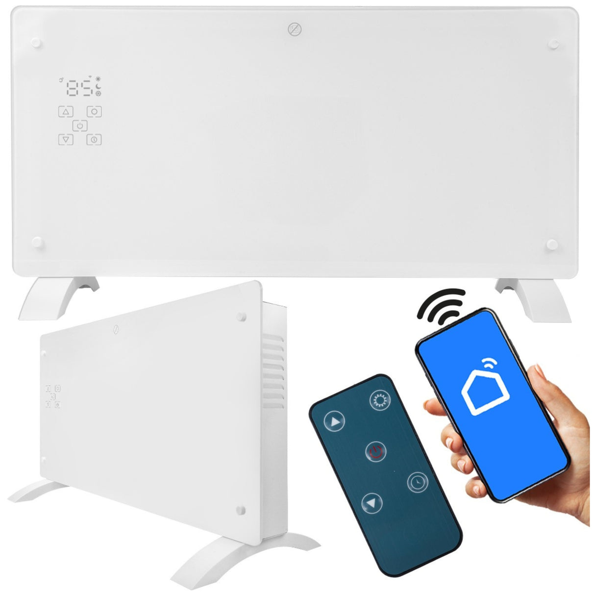Grzejnik Konwektorowy Elektryczny Szklany Termostat Konwektor Led WiFi Eco
