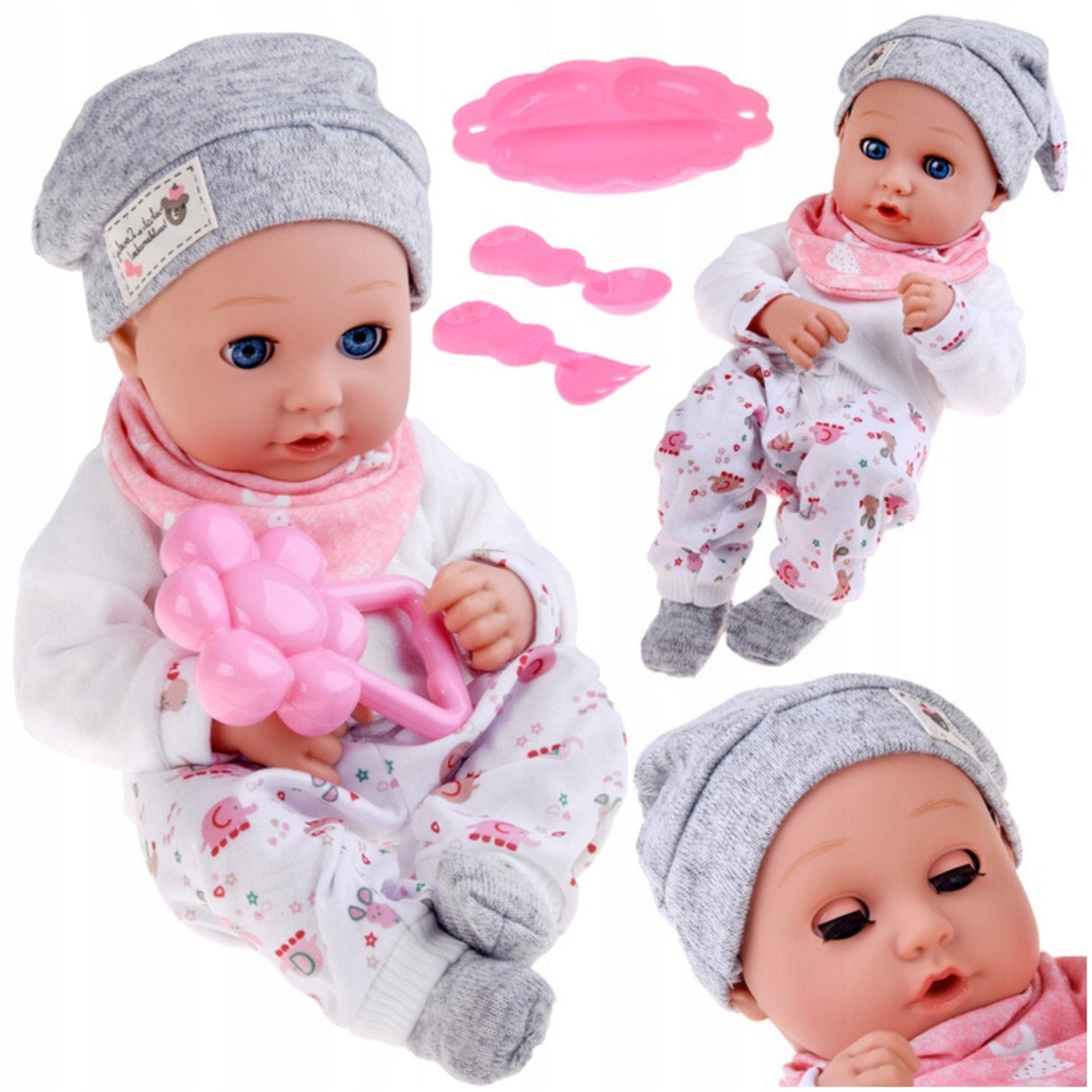 Lalka z Ruchomymi Oczkami Bobas 32 cm Akcesoria do Karmienia Niemowlak