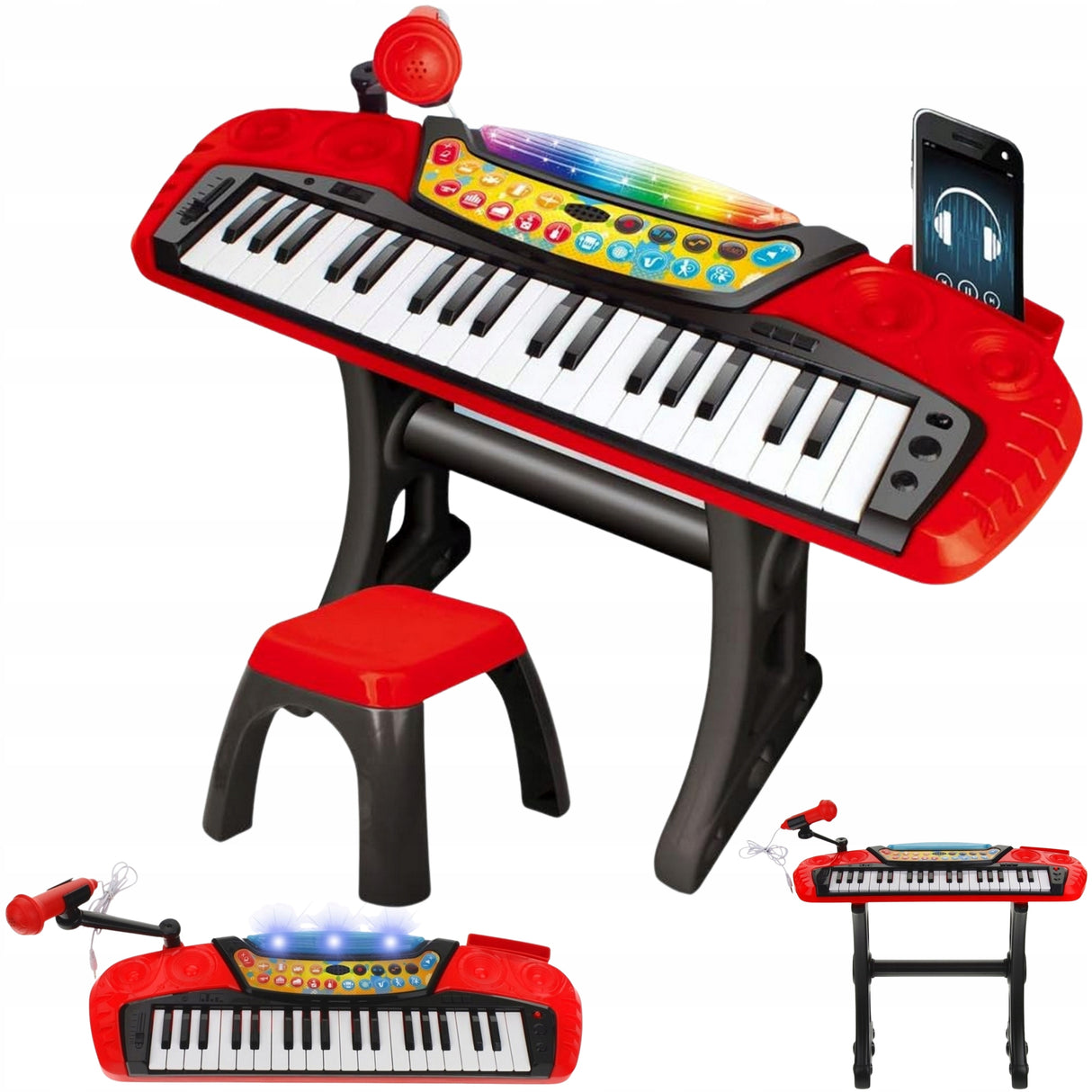Keyboard Organki Pianinko dla Dzieci Mikrofon Stołek Nagrywanie MP3 Statyw