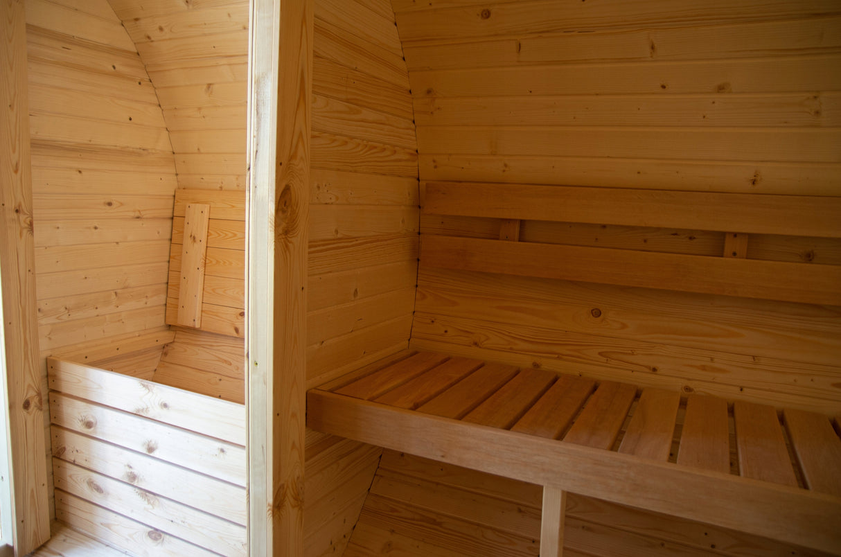 Sauna Ogrodowa Zestaw Drewno Szwedzkie Beczka 340cm z Piecem i Balią 120 cm