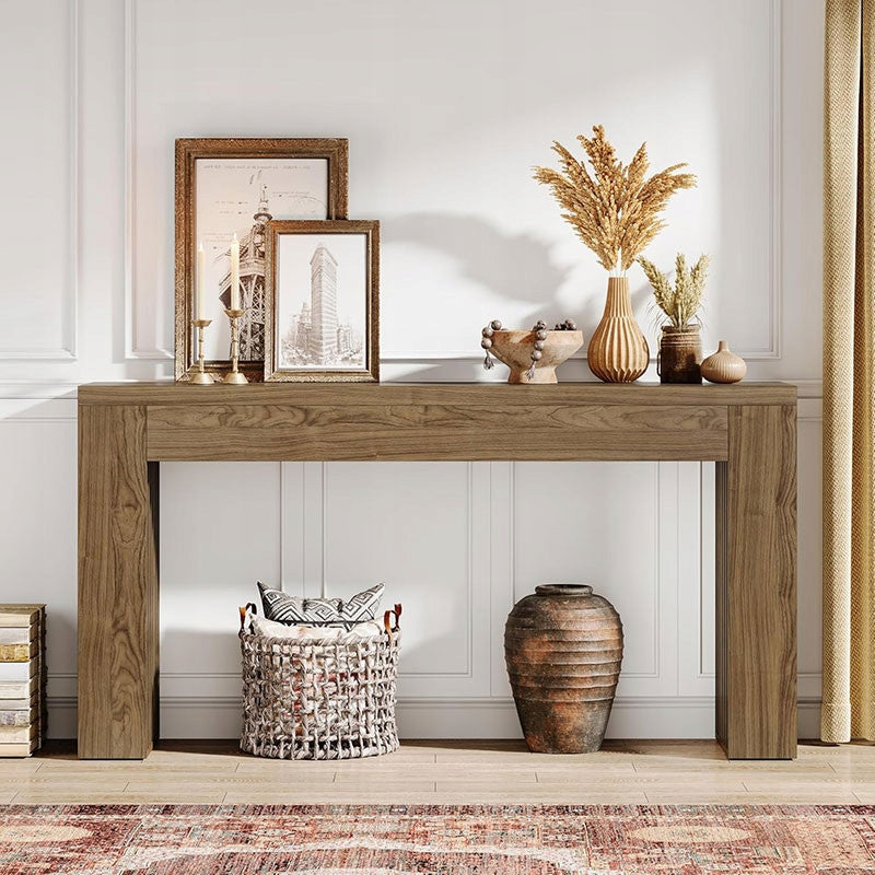 Drewniany Stolik Konsolowy 29,8x147,7x81,5cm Brązowy HOGA-YC0002 Płyta MDF